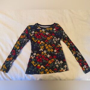 Tory Burch Floral Stripe Mixed Print Long Sleeve Tee Women’s Size S